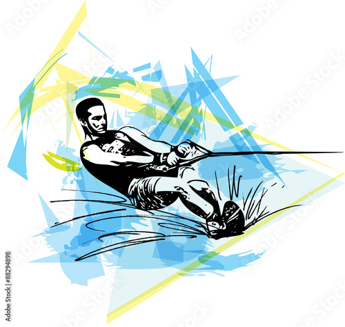 Water skiing illustration