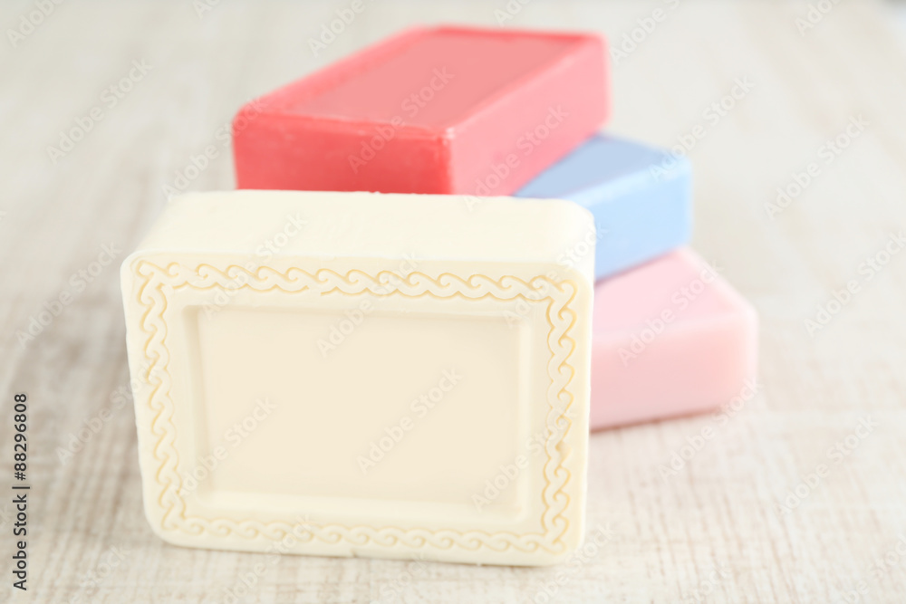 Bars of natural soap on light background Bars of natural soap on light background
