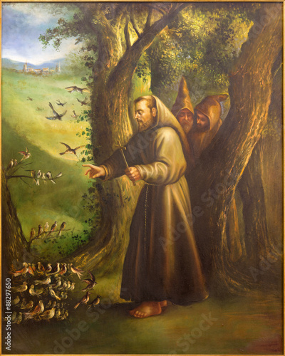 Cordoba - paint of St. Francis of Assisi Preaching to the birds