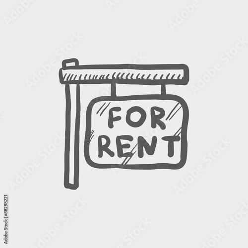 For rent placard sketch icon