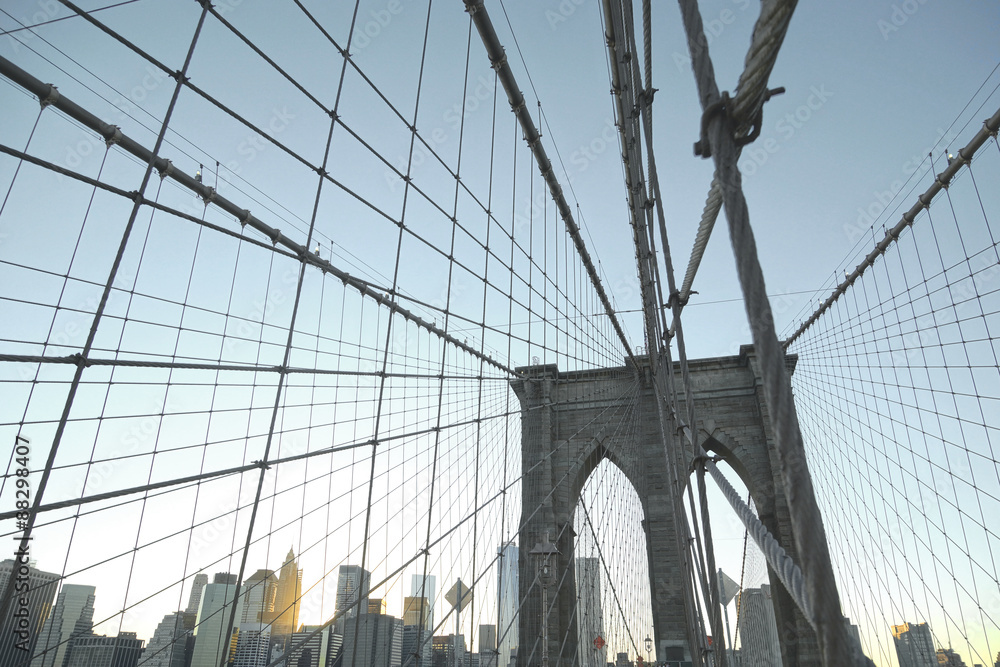 Obraz premium Brooklyn Bridge i Manhattan skyline