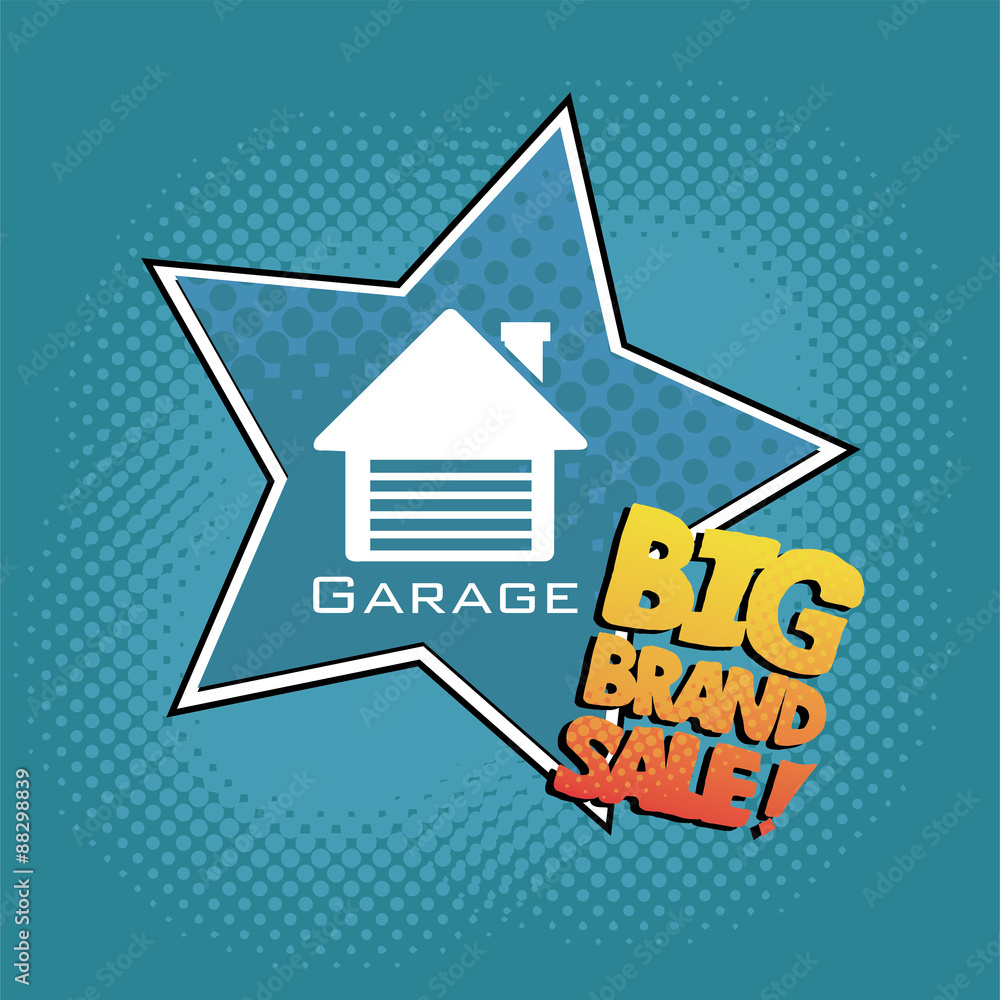 garage sale illustration over blue color background garage sale illustration over blue color background