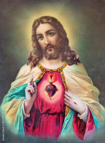 Typical catholic image of heart of Jesus Christ from Slovakia