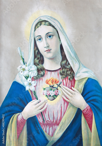 Typical catholic image of heart of Virgin Mary from Slovakia