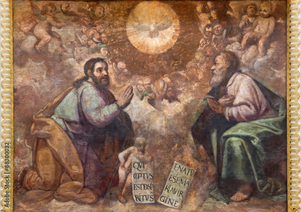 Cordoba - fresco of Holy Trinity in church Iglesia de San Augustin