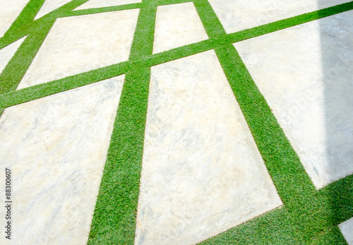 pavement made with grass and concrete block