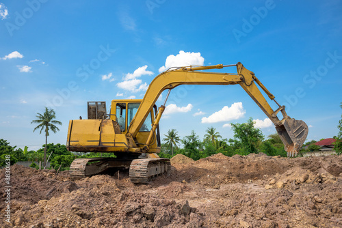 Excavator working at construction site