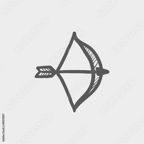 Bow and arrow sketch icon