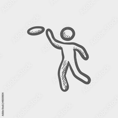 Man catching a flying disc sketch icon