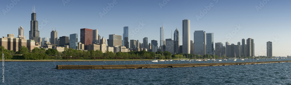 Panorama of Chicago in the Morning.