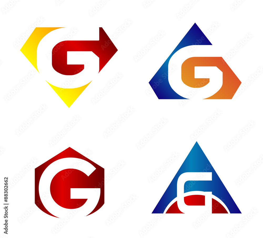 Vector illustration of abstract icons based on the letter g
