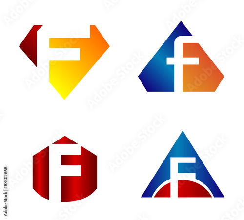 Vector illustration of abstract icons based on the letter f 