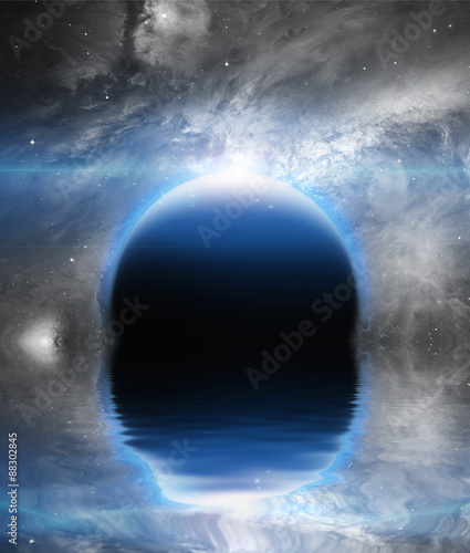 Fototapeta Naklejka Na Ścianę i Meble -  Exosolar Planet Rise over quiet waters