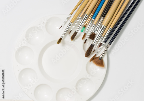 art palette with brushes