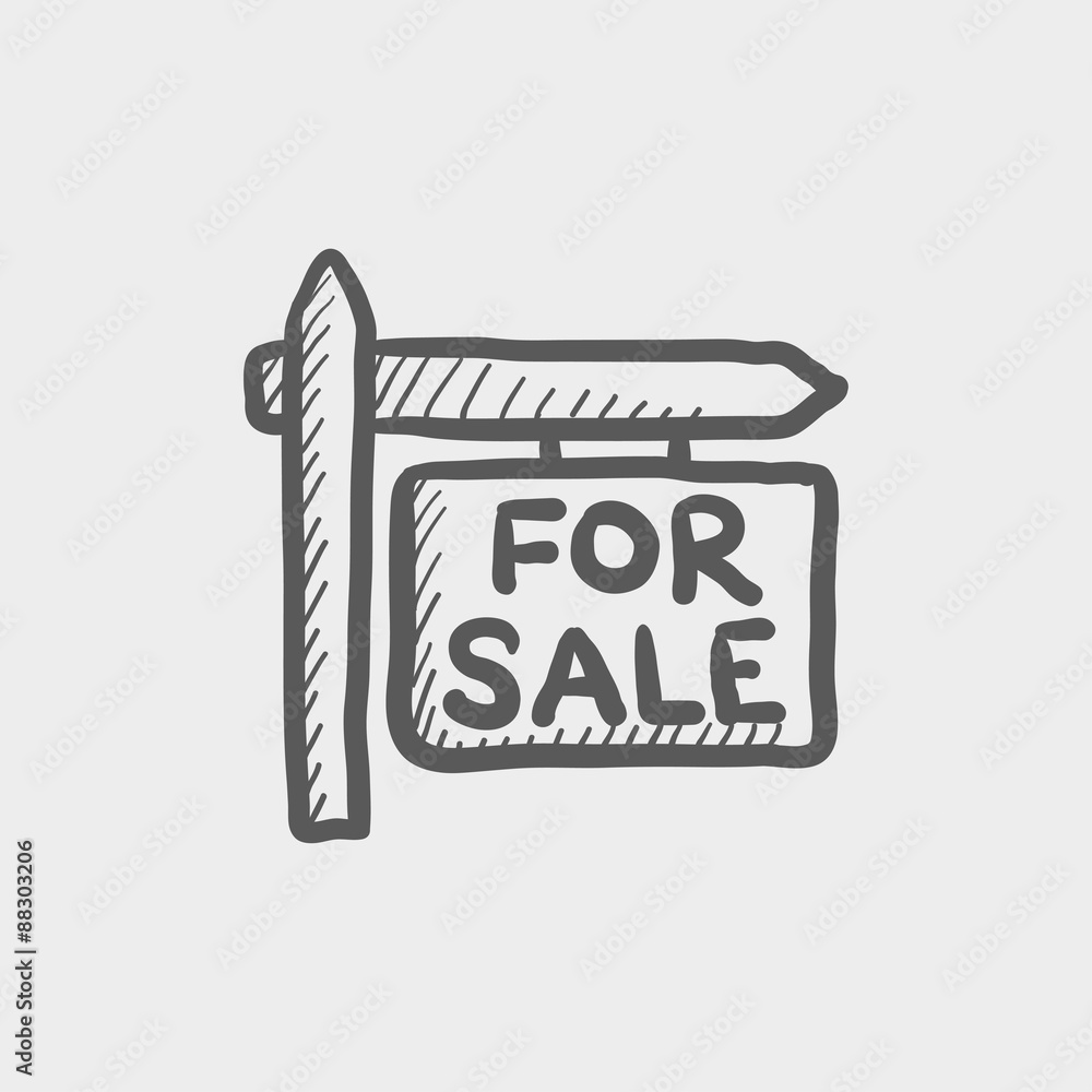 For sale signboard sketch icon