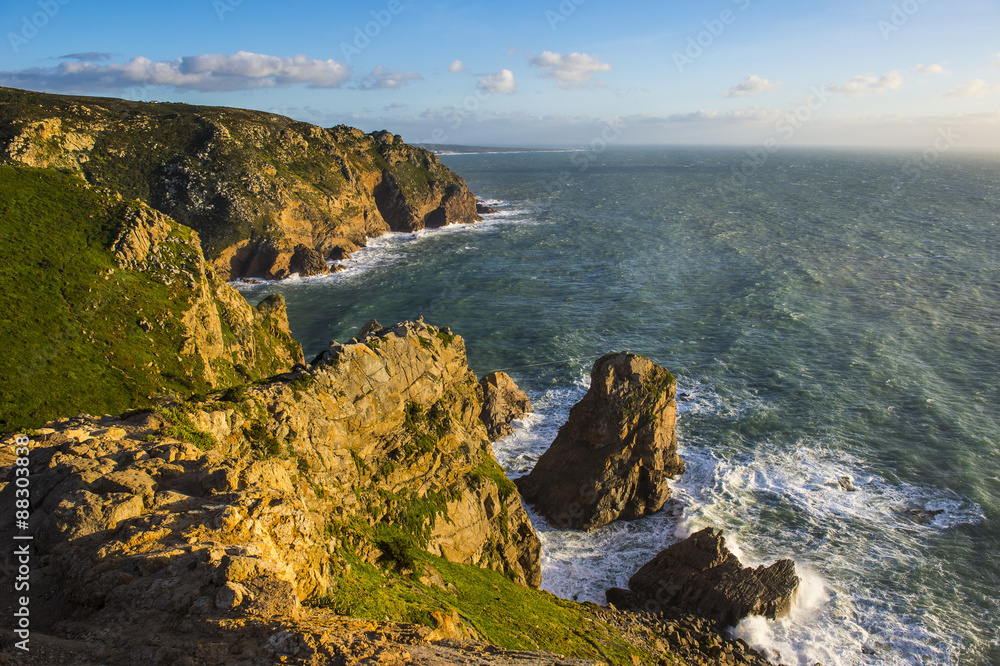 Rocky cliffs at Europe?s most western point, Cabo da Roca, Portugal Rocky cliffs at Europe?s most western point, Cabo da Roca, Portugal