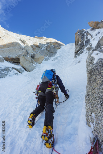 Chere couloir on Mont Blanc du Tacul, Chamonix, Rhone Alps, Haute Savoie, France photo