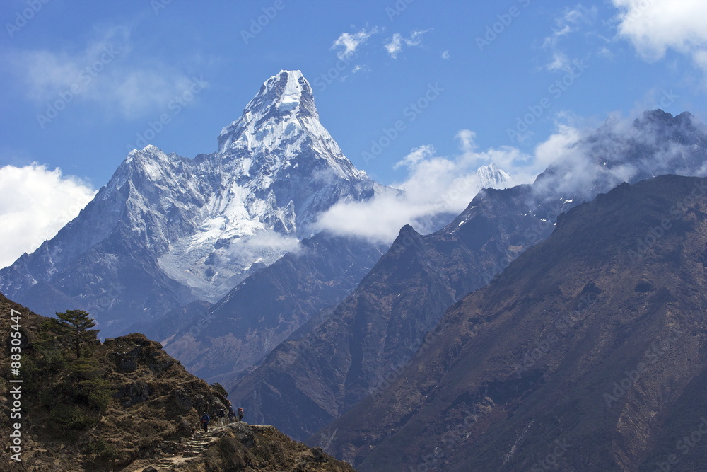 Ama Dablam from trail between Namche Bazaar and Everest View Hotel, Nepal, Himalayas Ama Dablam from trail between Namche Bazaar and Everest View Hotel, Nepal, Himalayas