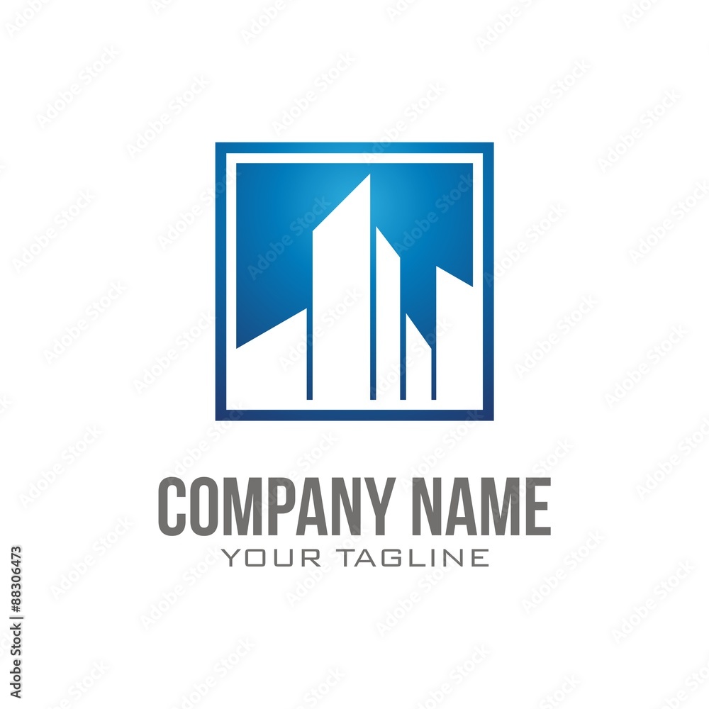 Building logo - a square - blue color. Building Logo Blue Color . Building or real estate logo template. Building logo - a square - blue color. Building Logo Blue Color . Building or real estate logo template.