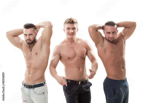 Shot of sexy muscular men posing at camera