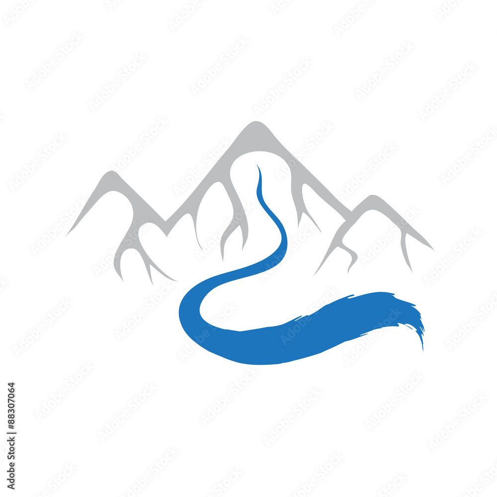 Obraz premium Mountain and river, vector logo
