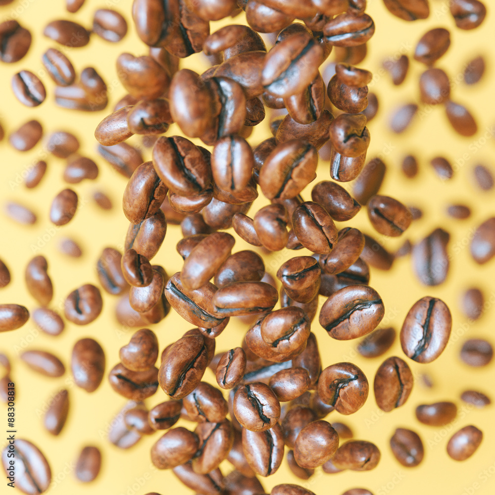Coffee beans on color background Coffee beans on color background