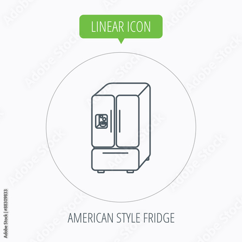 American fridge icon. Refrigerator with ice sign