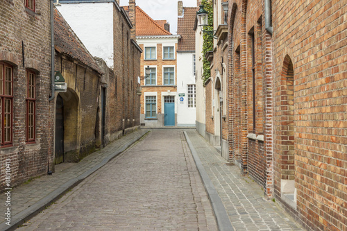 Narrow street old town of Brugge - Belgium.