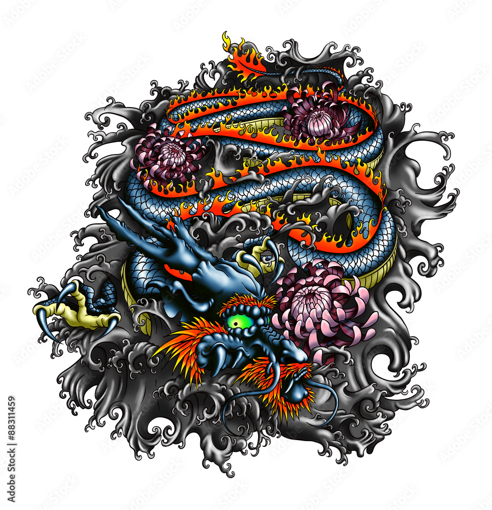 Obraz premium Japan style dragon design.