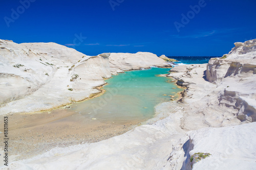 Sarakiniko beach, Milos island, greek Cyclades, Aegean, Greece, Europe