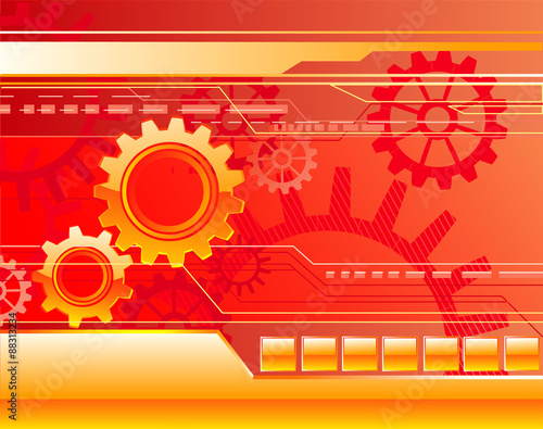 red background with gears