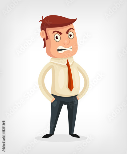 Angry businessman. Vector flat cartoon illustration