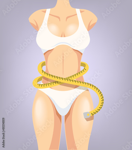 Girl sport body. Vector cartoon illustration