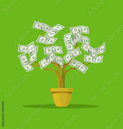 Money tree. Vector flat cartoon illustration