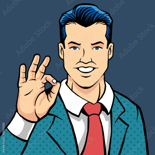 Vector OK man flat illustration