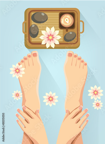 Vector spa feet cartoon flat illustration