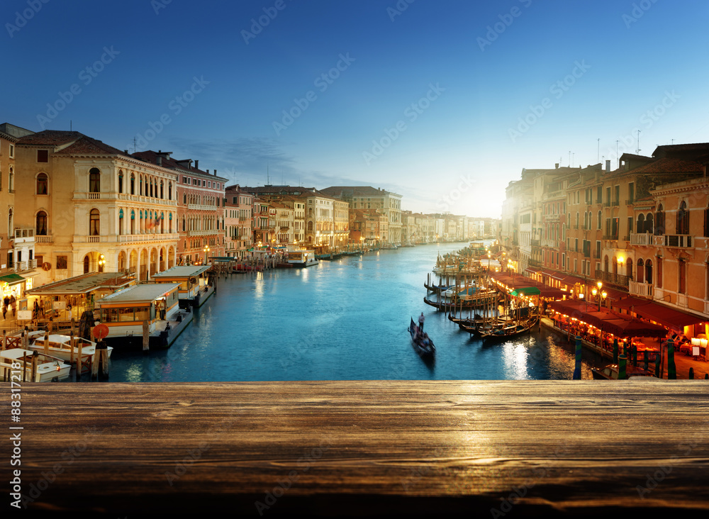 wooden table in Venice, Italy