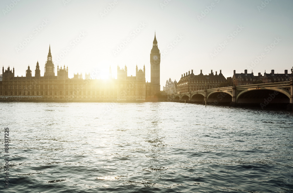 Big Ben and Westminster at sunset, London, UK