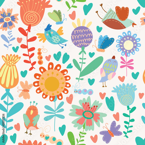 Fototapeta Naklejka Na Ścianę i Meble -   Floral cute seamless pattern.