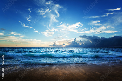 seychelles beach in sunset time