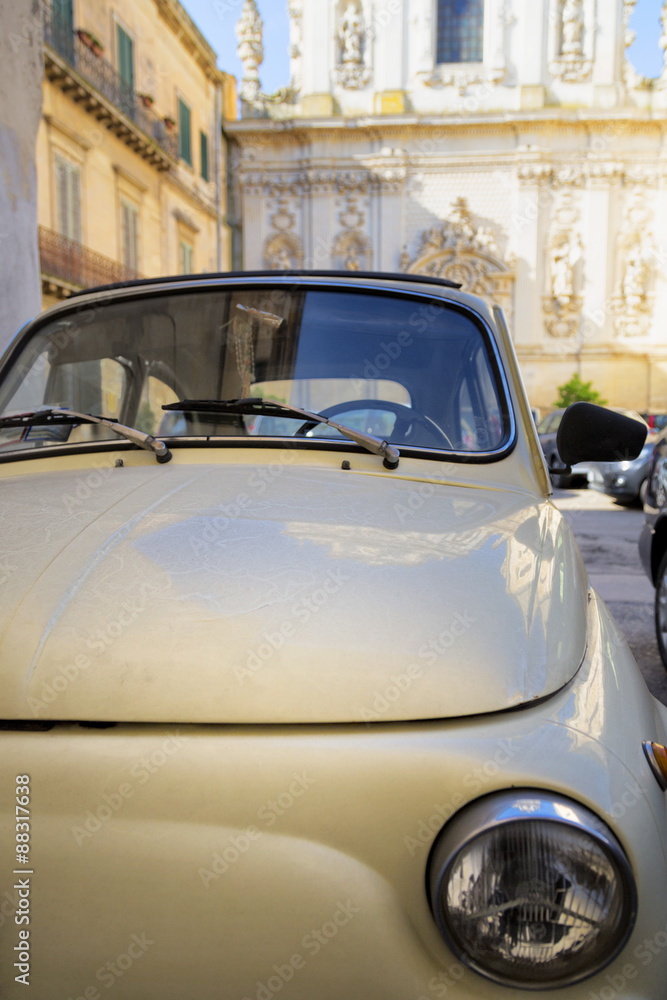 Old Fiat in the Baroque city of Lecce, Puglia Old Fiat in the Baroque city of Lecce, Puglia