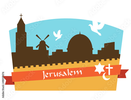 View on the landmarks of Jerusalem Old City