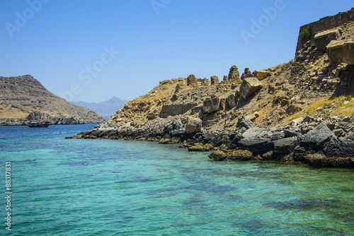 Telegraph Island in the Khor ash-sham fjord, Musandam, Oman photo