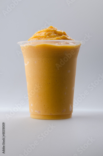 mango yogurt, milk shake isolated on white