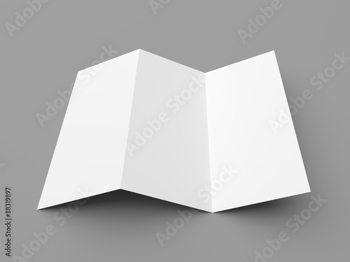 Leaflet blank z-fold white paper brochure on grey © Roman Samokhin