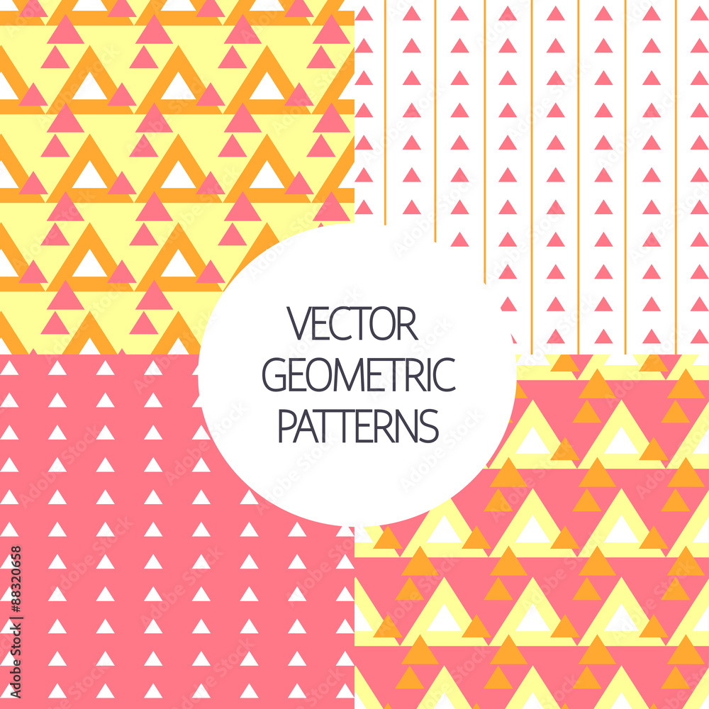 Colorful seamless geometric patterns set. Vector Illustration.