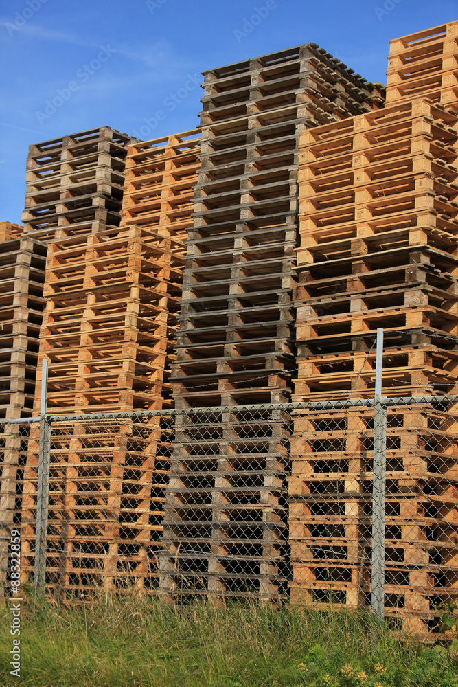Stacked wooden pallets Stacked wooden pallets