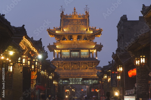 Historic city watch tower, Pingyao, Shanxi Province, China photo