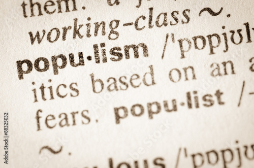 Dictionary definition of word populism photo