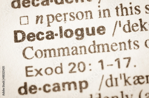 Dictionary definition of word Decalogue photo
